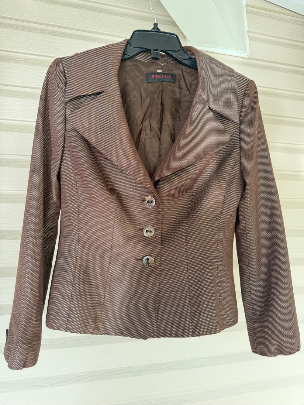 Escada Brown Wool Silk Tailored Blazer Medium